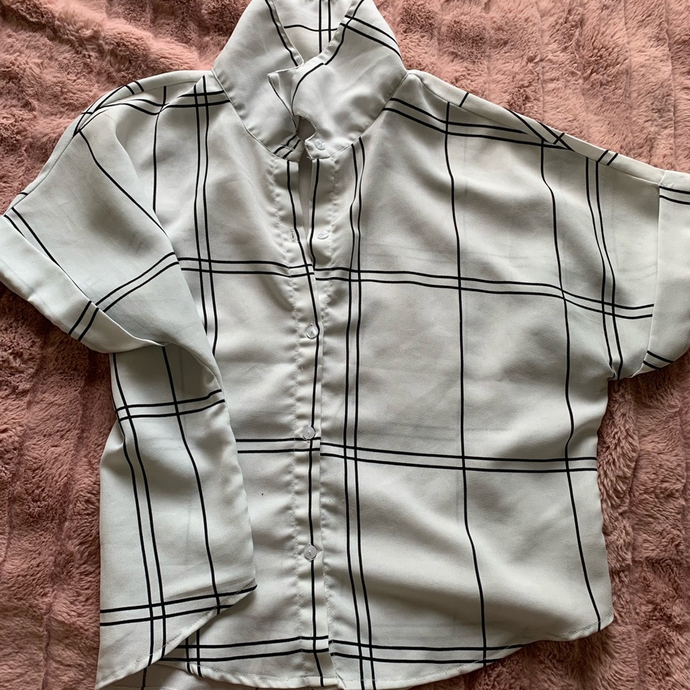 stripped boxy button down